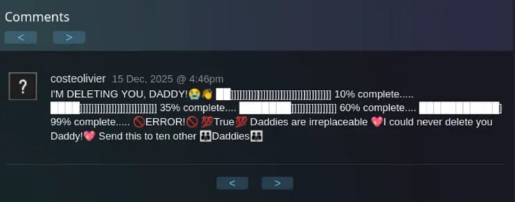 Steam profile comment